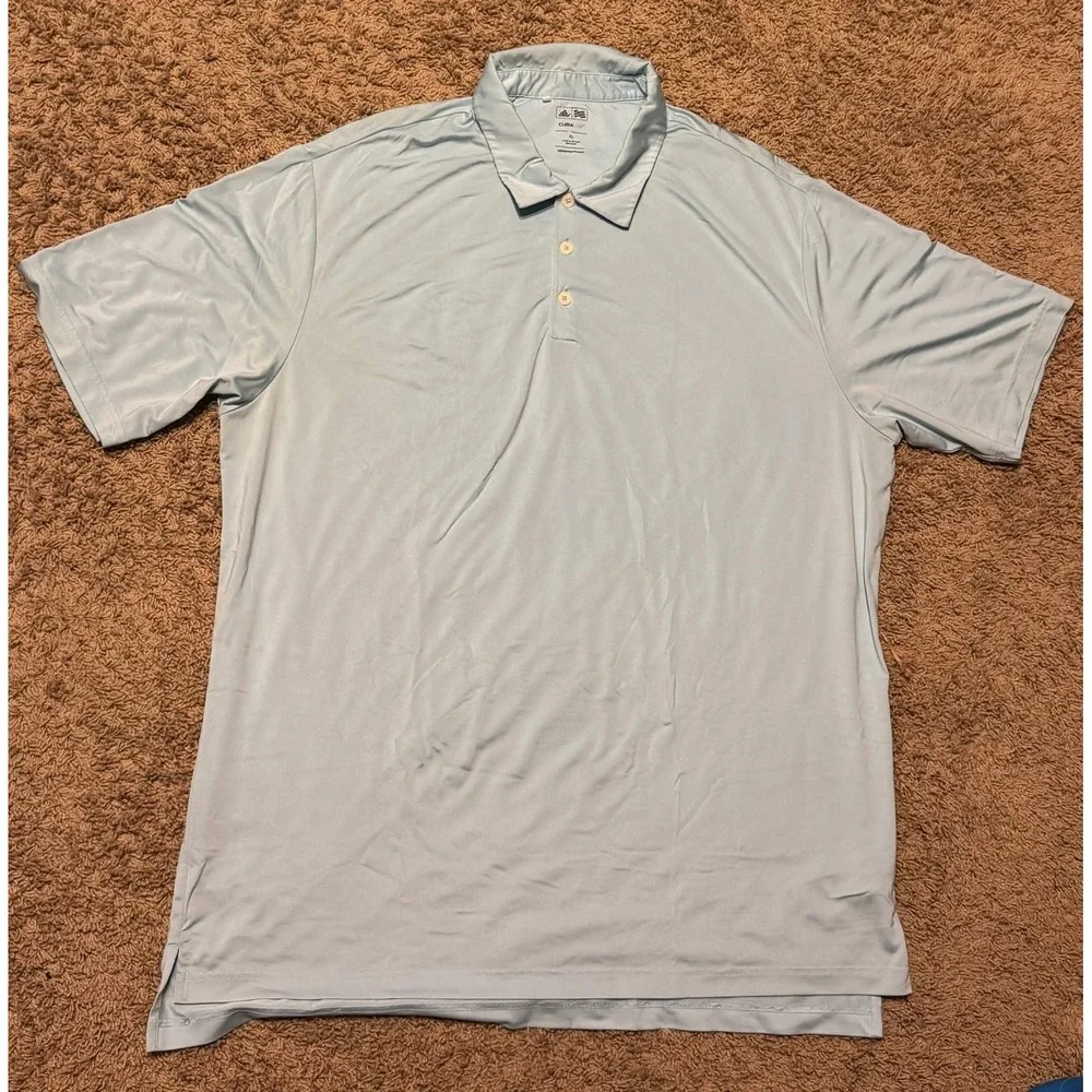 Adidas Golf Mens Light Blue ClimaLite Polo Shirt Size XL Solid Vented